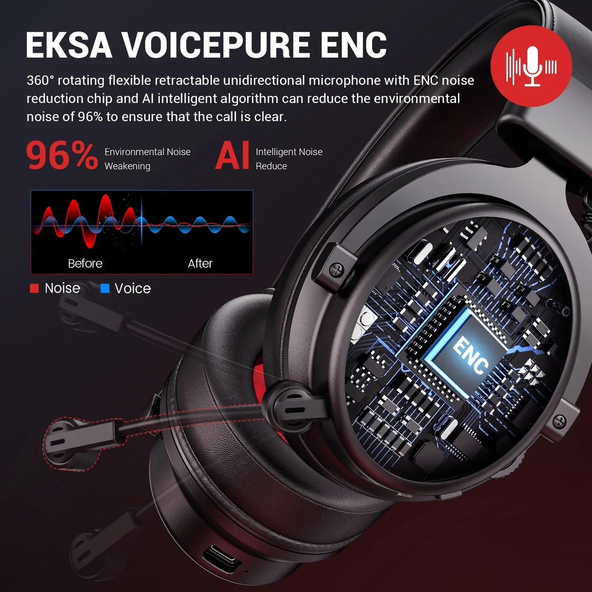 Gaming headset with a detachable microphone and noise-canceling technology.