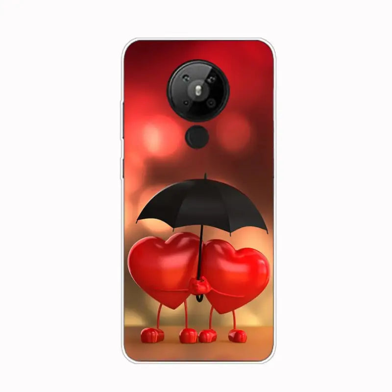 a couple of hearts holding an umbrella phone case