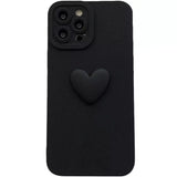 the heart phone case is made from black leather