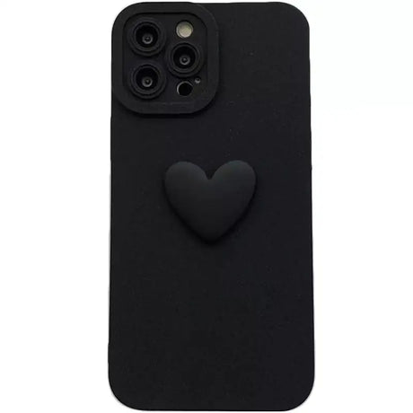 The heart phone case is made from black leather