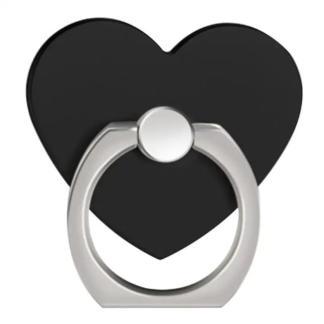 a heart shaped ring with a black heart on it