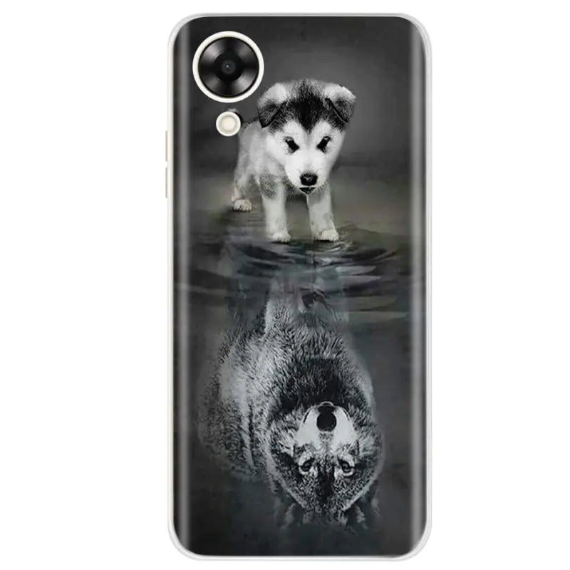 a dog and a hedge in the water phone case