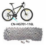 a close up of a bicycle chain with a bicycle in the background