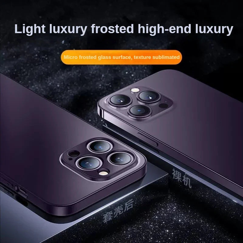 Luxury Matte Frosted Glass Case For iPhone 15 Pro Max 14 11 12 13 Mini Pro Max Plus Liquid Silicone TPU Cover