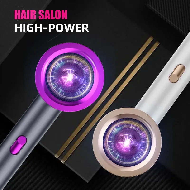 a hair straightener with a purple light on it