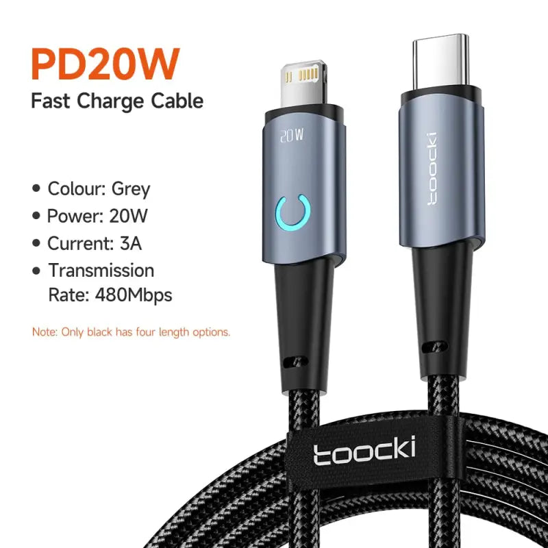 a black and white cable with the text, `’fast charge ’