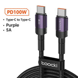 hock type c to type c cable with purple braid