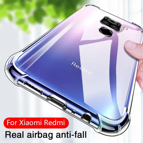 a hand holding a clear case with the back of a samsung s9