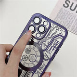 a hand holding a phone case with a clock design