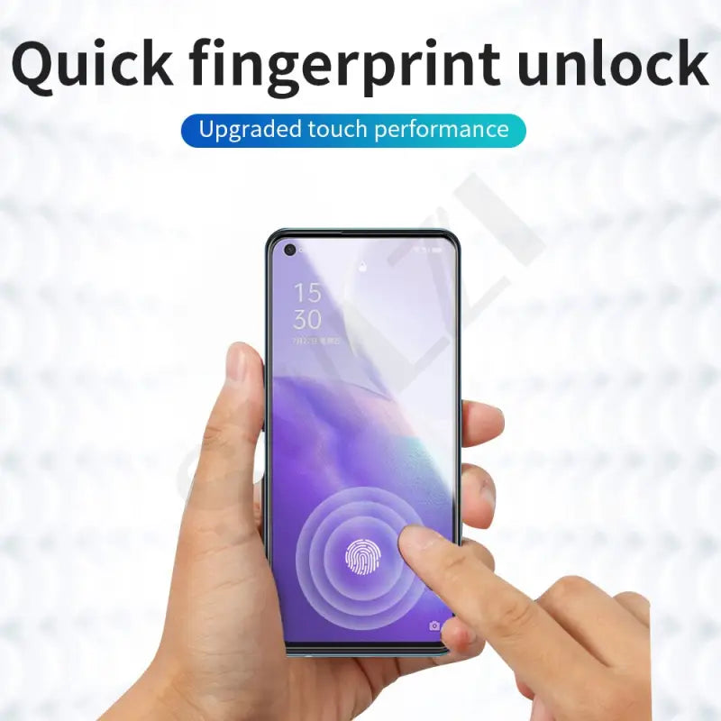 a hand holding a smartphone with the text quick fingerprint
