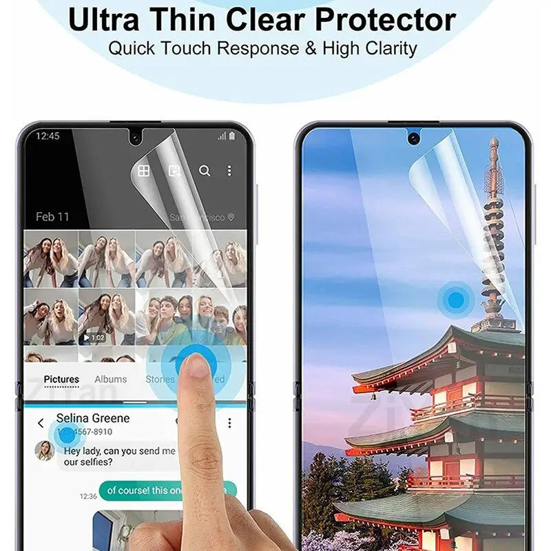 a hand holding a phone with a screen protector