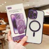 a person holding a purple case with a phone in it