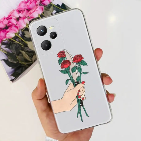 a hand holding a rose phone case