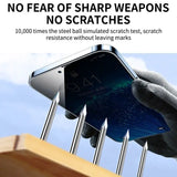 a hand holding a smartphone with the text, no fear, no scratchs