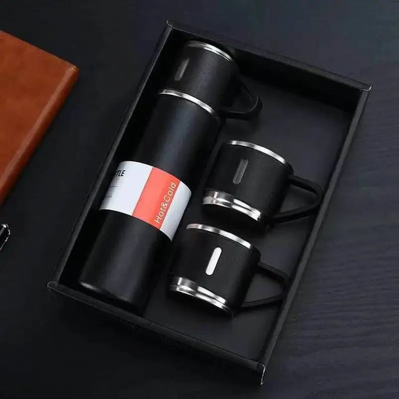 a black box with a leather case and a lighter