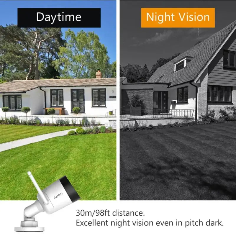 a house with a camera and a home security camera