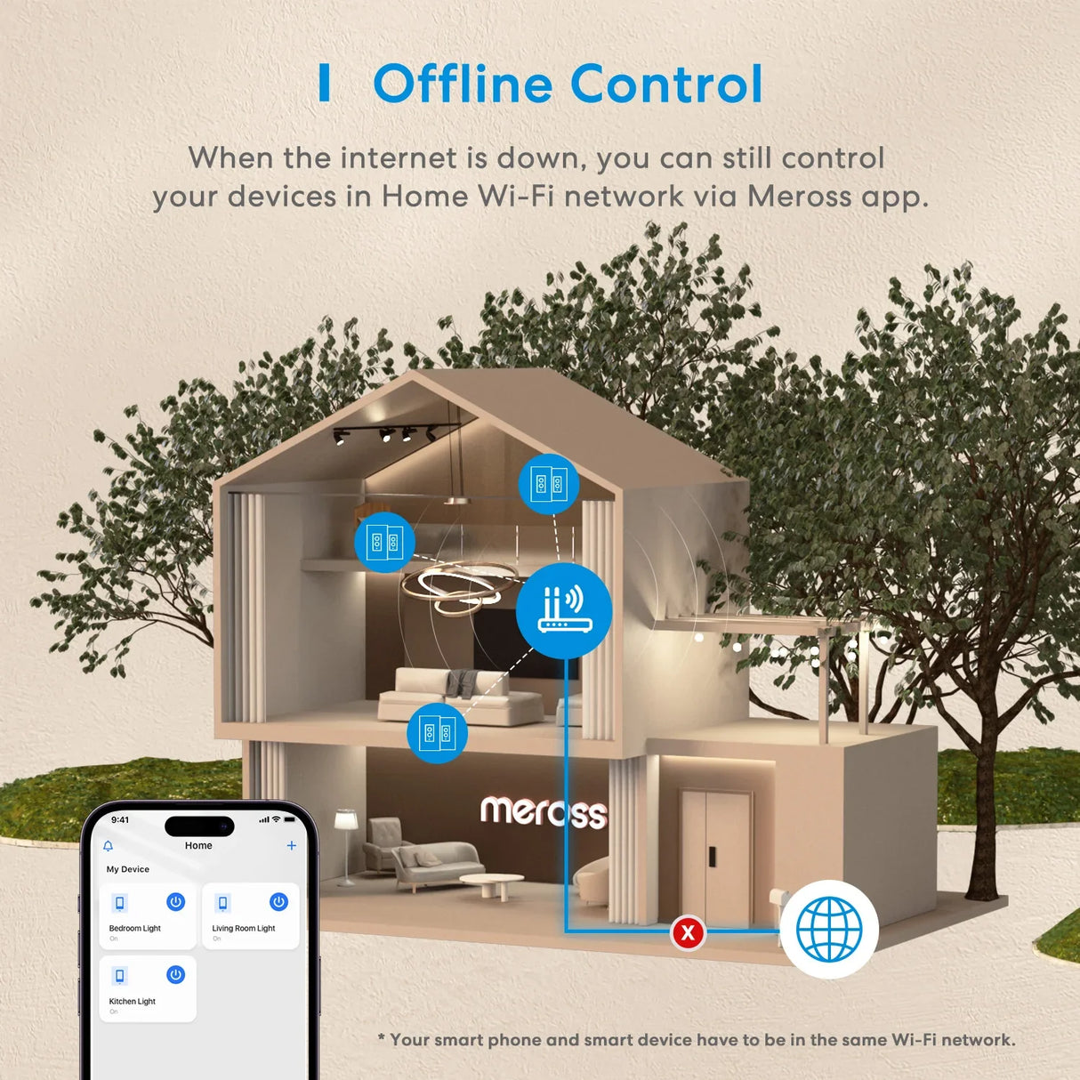 a house with a smart home app on the screen