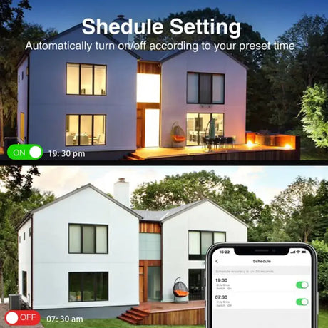 A house with a smart home app on the screen