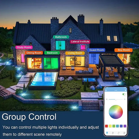 A house with a smart light on the roof