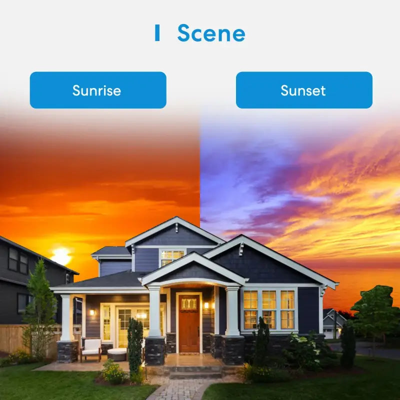 A house with a sunset in the background