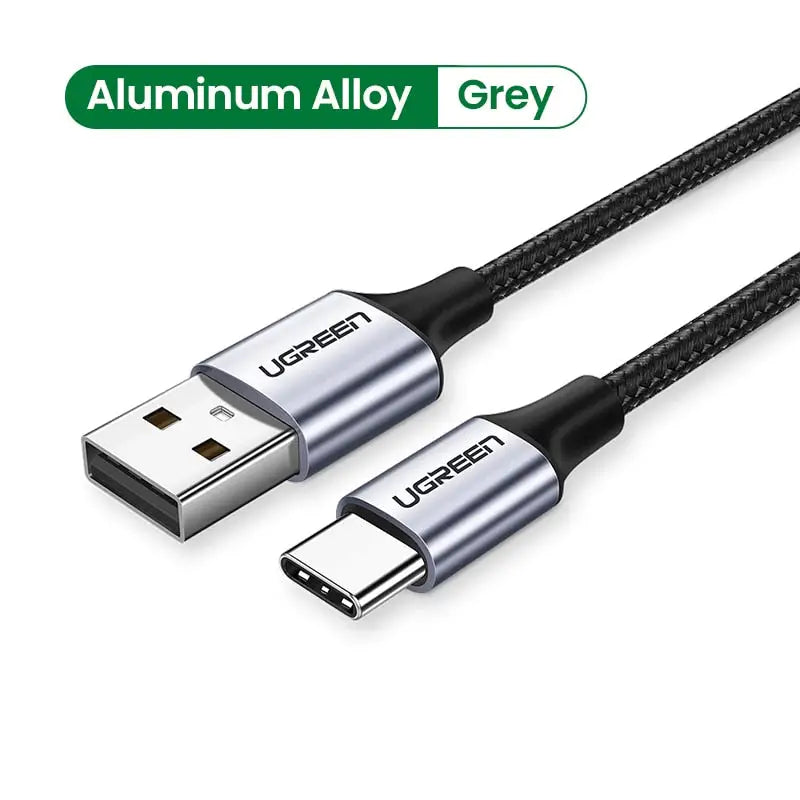 an image of an usb cable with the logo of an aluminum alloy grey
