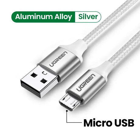 An image of an aluminum silver usb cable