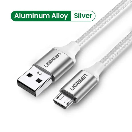 An image of an aluminum silver usb cable