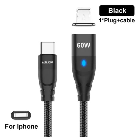 an image of a black cable with a blue light on it