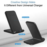 an image of a black phone stand with a charging dock
