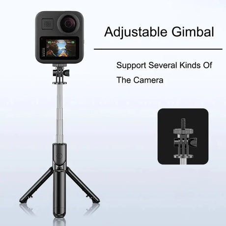 the adjustable tripod tripod with a tripod camera attached to it