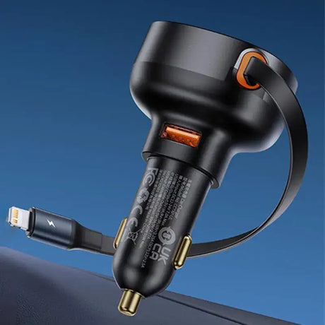 An image of a car charger with a cable