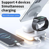 a charging station with a phone and a smart watch