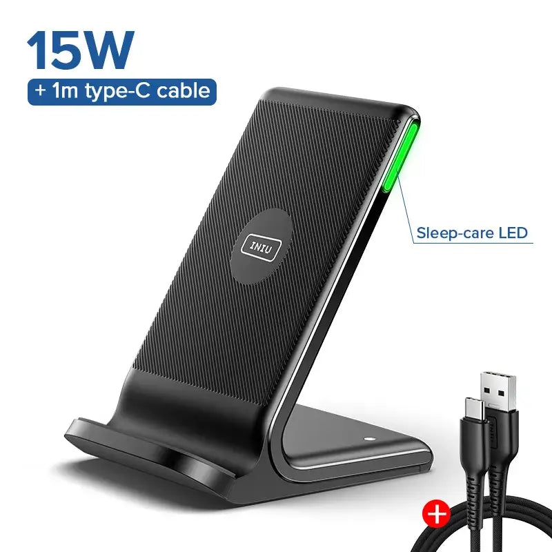 An image of a charging dock with a usb cable connected to it