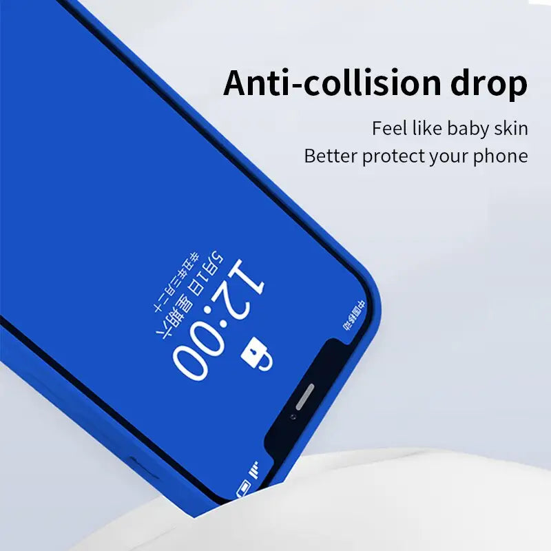 a close up of a cell phone with a blue screen