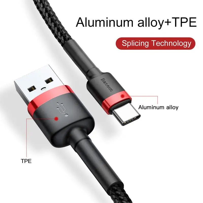 an image of an iphone charger cable with the text aluminum tp