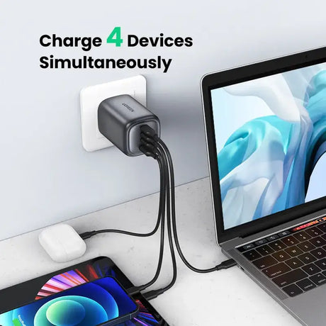 An image of a laptop and a charger