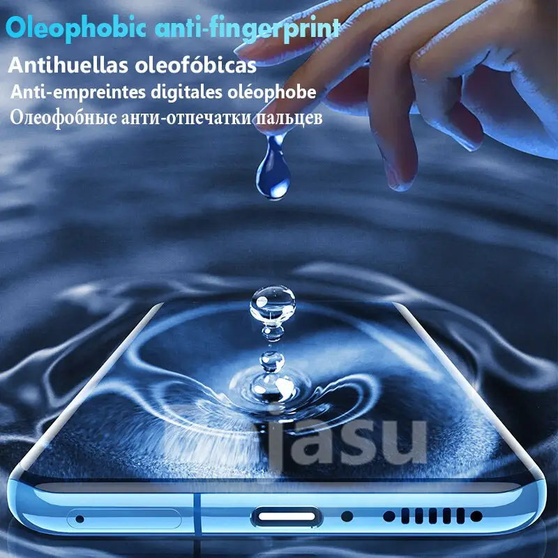 an image of a person holding a phone with water on it