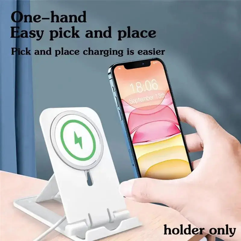 an image of a person holding a phone and charging