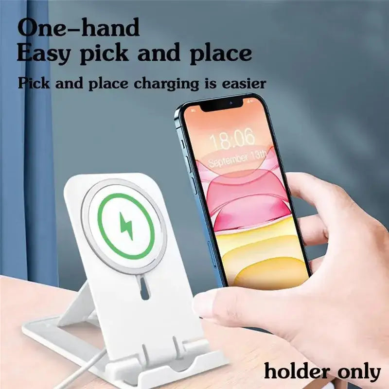 An image of a person holding a phone and charging