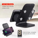 the wireless charging station with a phone and a charger