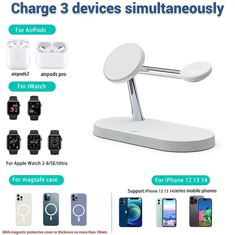 An image of a charging station with various devices