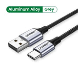 An image of an usb cable with the logo of an aluminum alloy grey