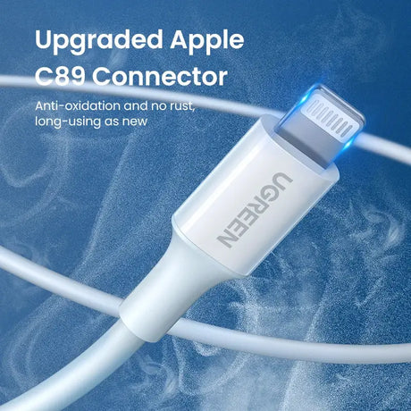 An image of a usb cable with the text upgrade apple and connector