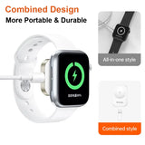 an apple watch with a charging cable attached to it
