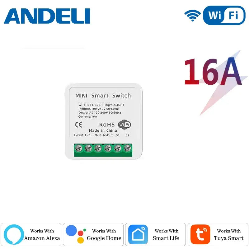 an image of a white and blue smart switch with various icons