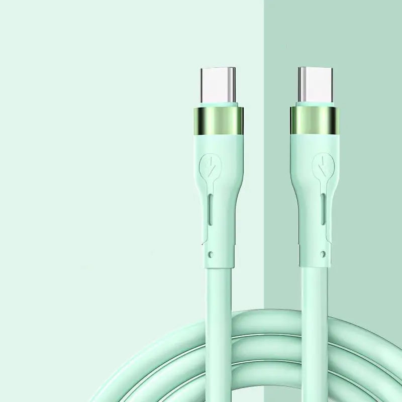 a white cable connected to a green cable