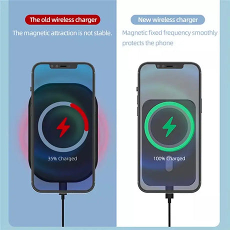 the wireless charger is shown with a charging cable attached to it