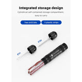 a pair of screws with the words integrated storage design