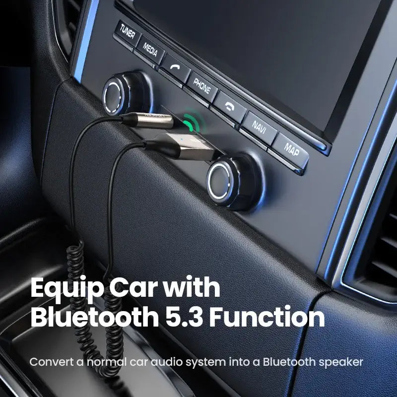 the interior of a car with a bluetooth