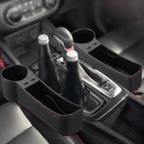 the interior of a car with a cup holder